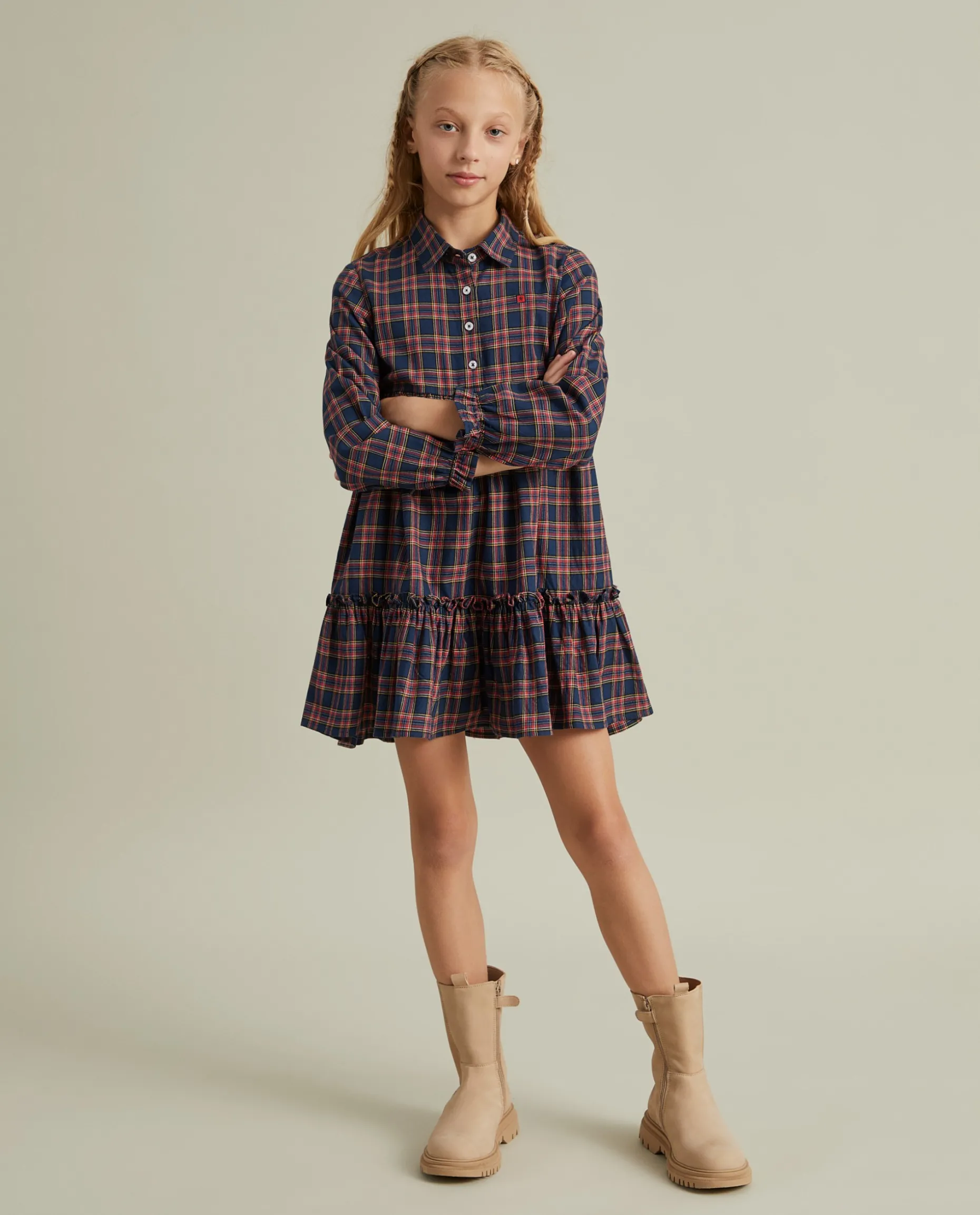 Vestido xadrez manga comprida|LION OF PORCHES Discount
